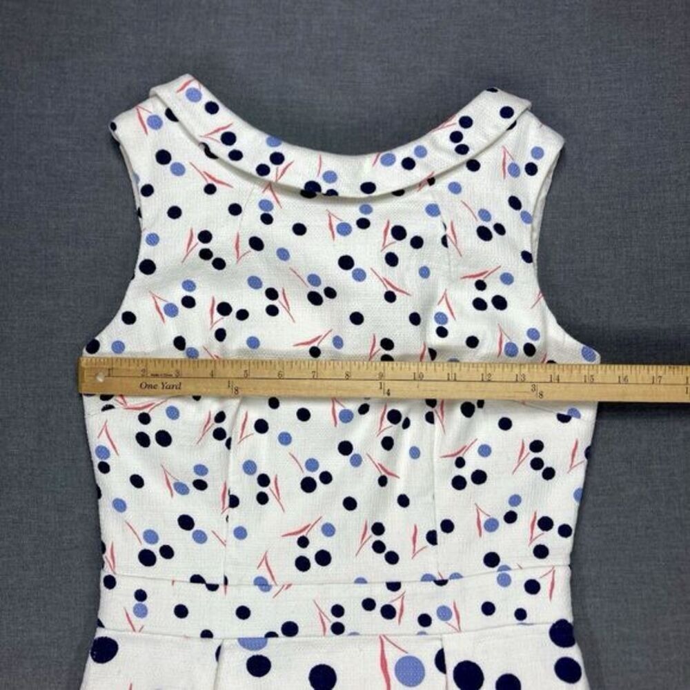 Boden Polka Dot Roll Collar Sheath Dress Womens 6 White Blue Summer Classy Chic - Picture 9 of 14